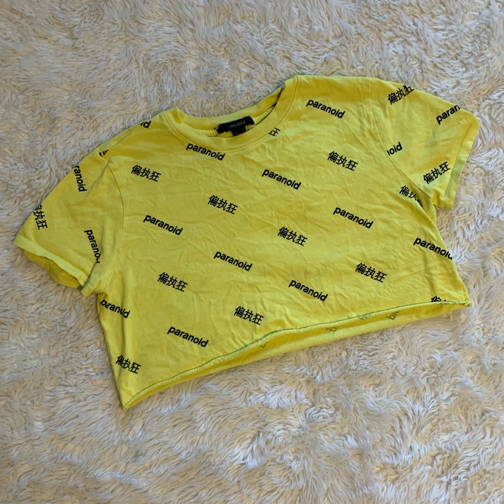 Forever 21 Paranoid yellow tee cropped